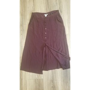 H&M Plum High Waisted Button Down Skirt
